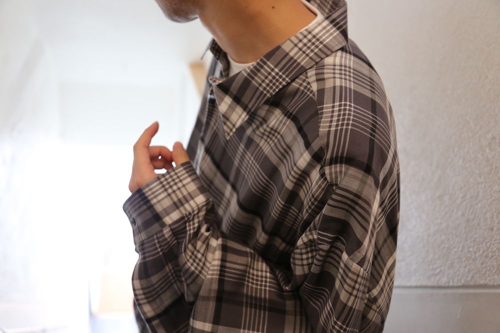 Graphpaper Tencel Check Regular Collar Big Sleeve Shirt