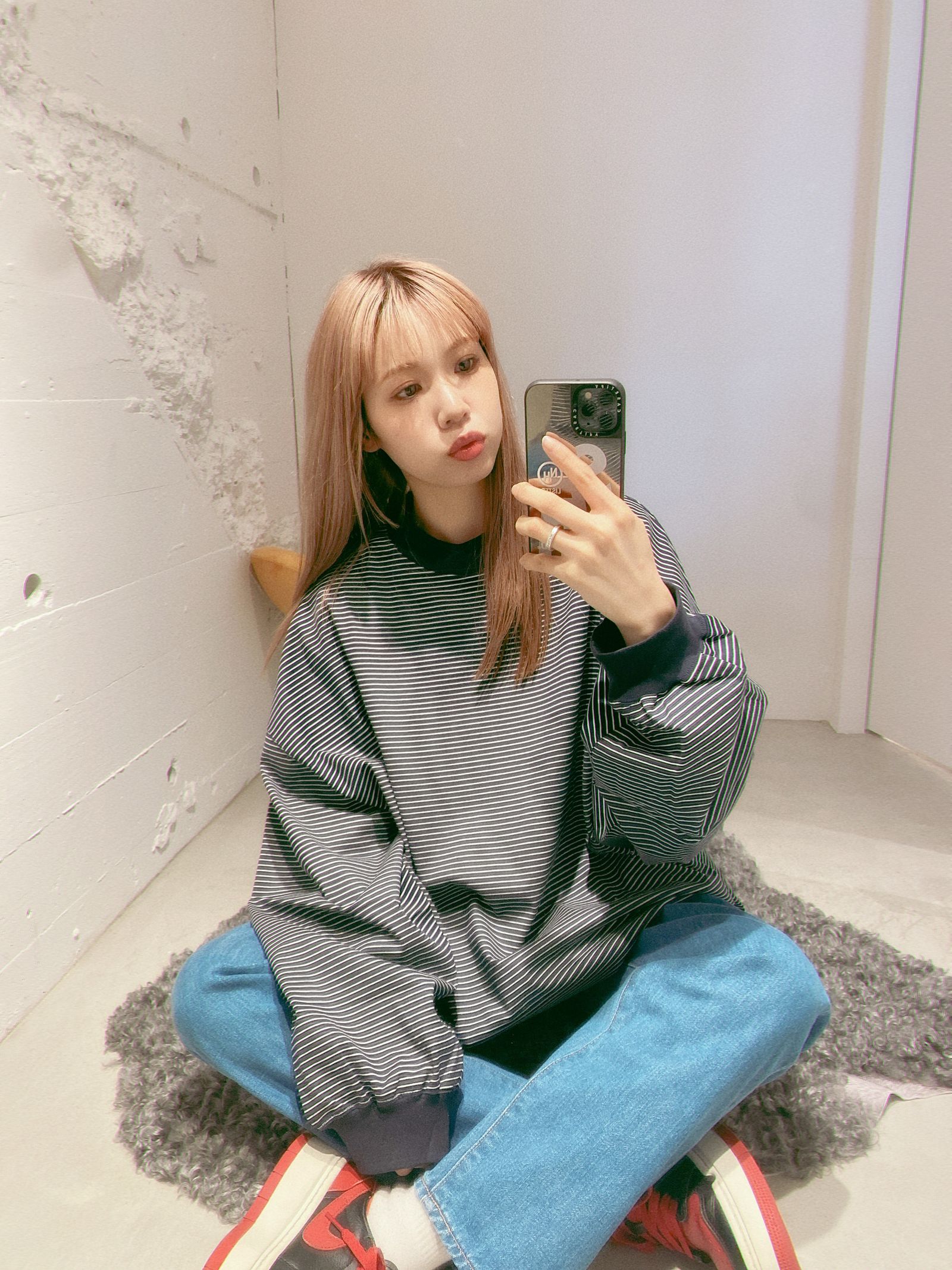 is-ness 24SS BALLOON BORDER LONG SLEEVE T-SHIRT style.2024.3.17