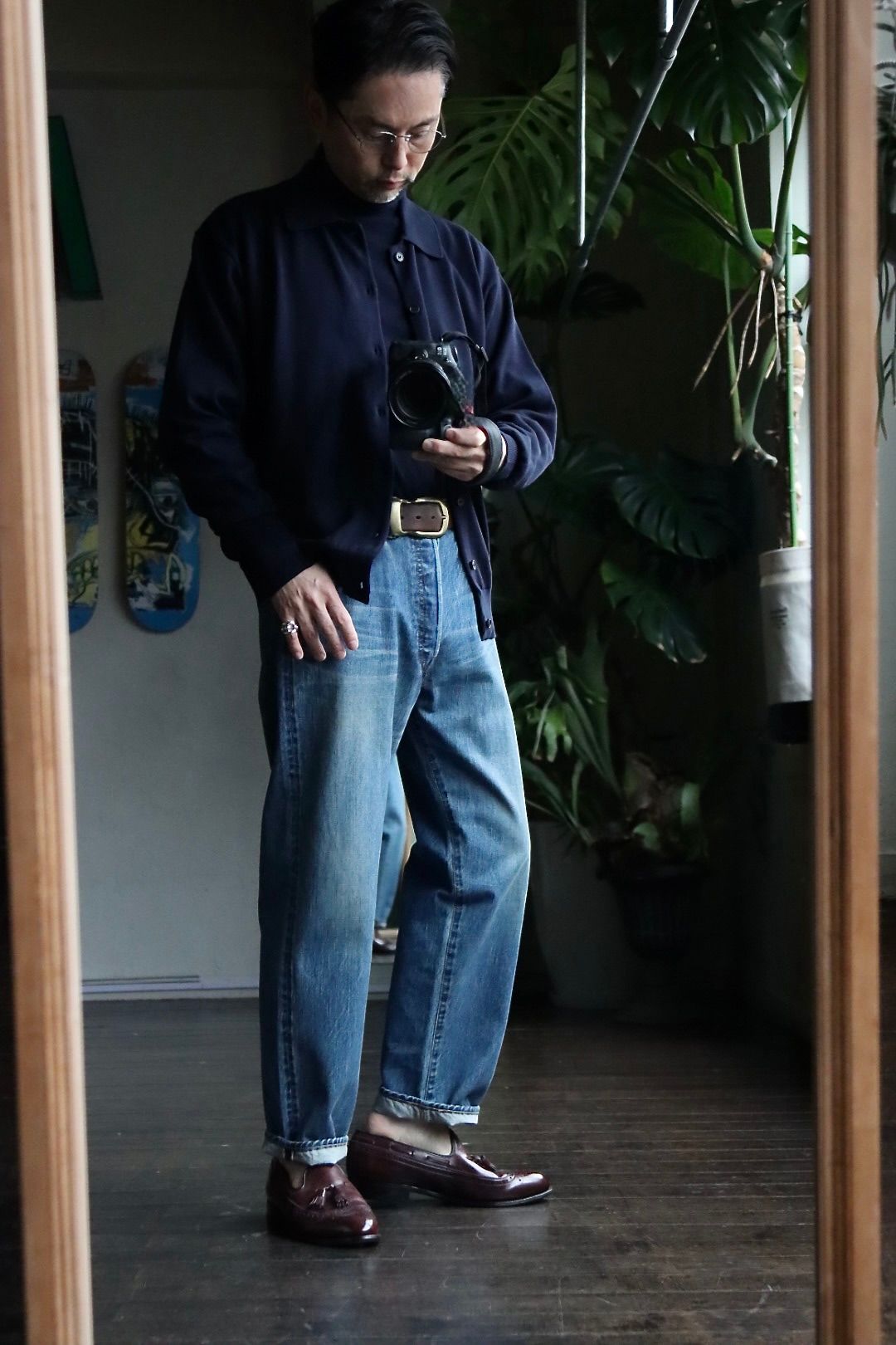 A.PRESSE アプレッセ23SS Cotton Knit Polo Collar Cardiganスタイル