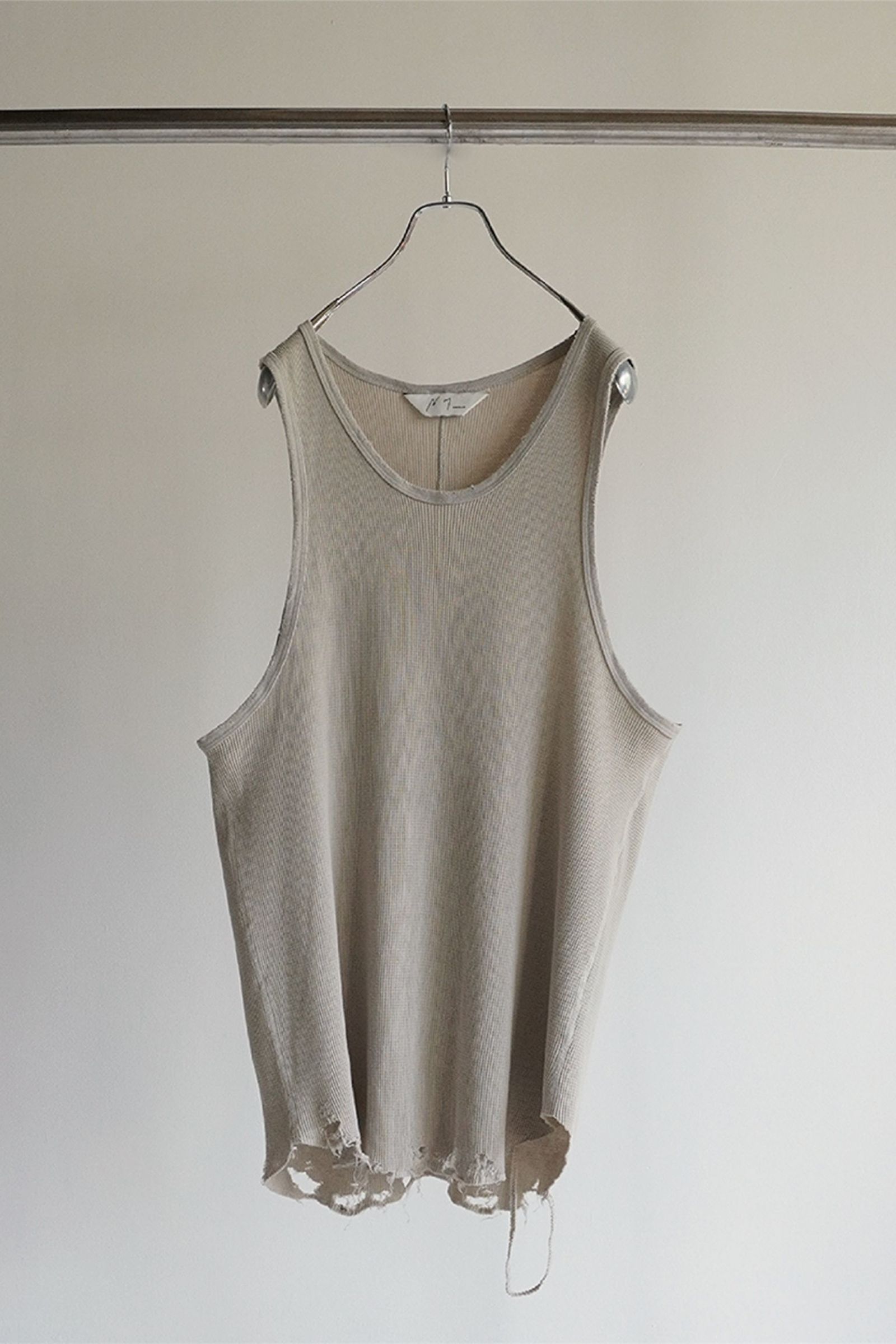 ANCELLM - DAMAGE WAFFLE TANK TOP/BLACK | NapsNote