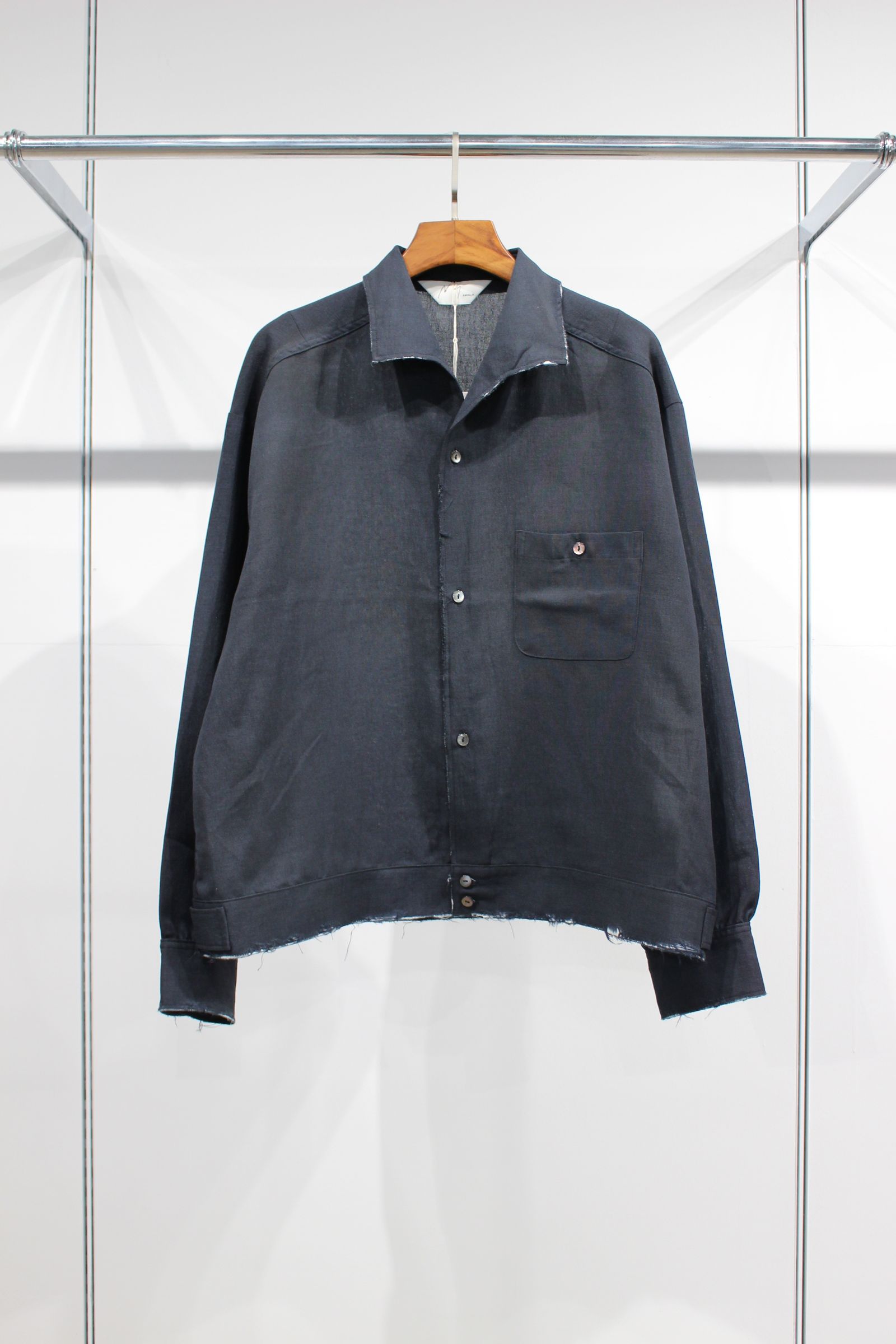 ANCELLM - MELANGE SHORT CRASH SHIRT JACKET/NAVY | NapsNote