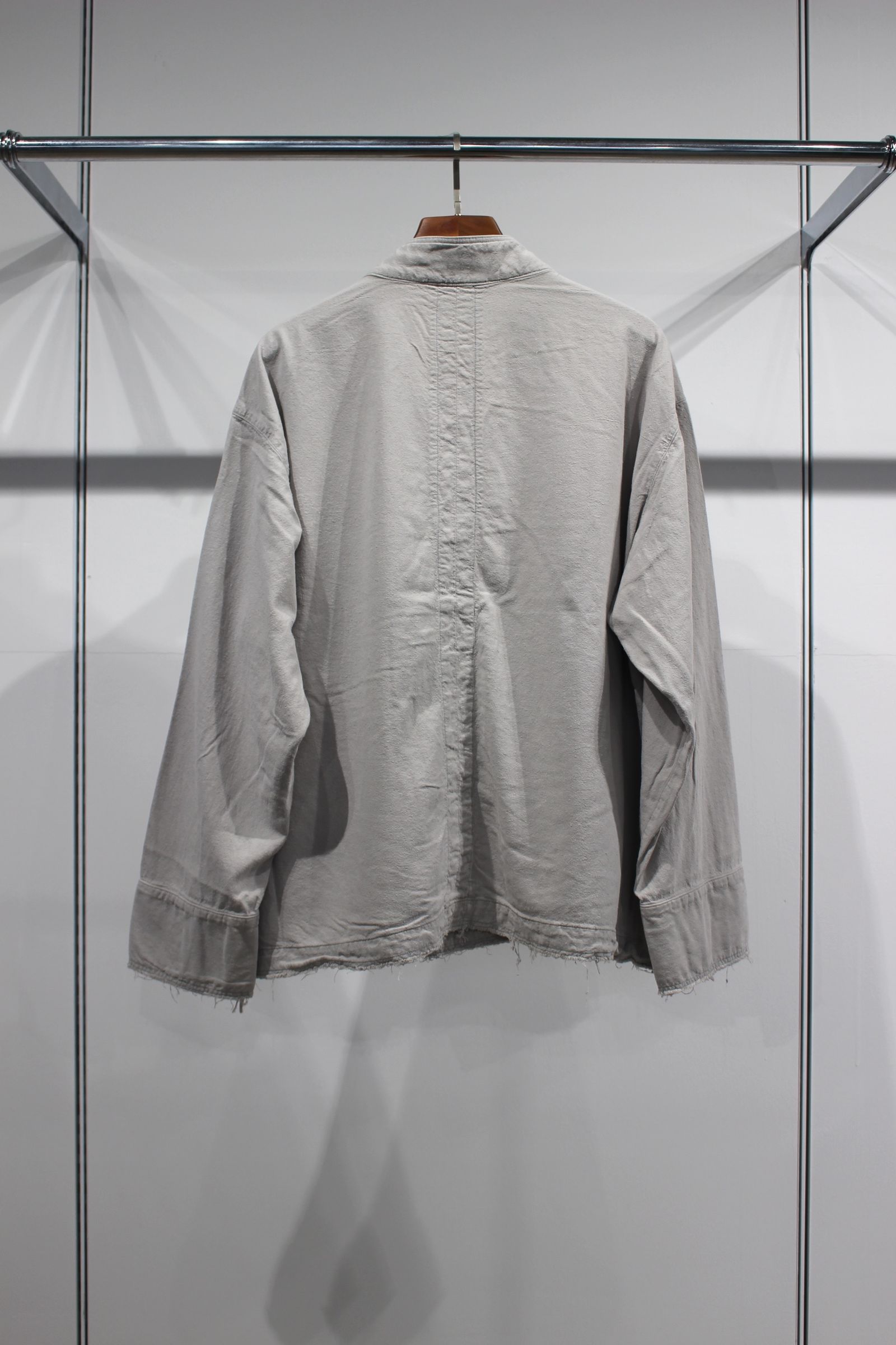 ANCELLM - SILK SUEDE COLLARLESS JACKET/BLUEGRAY | NapsNote