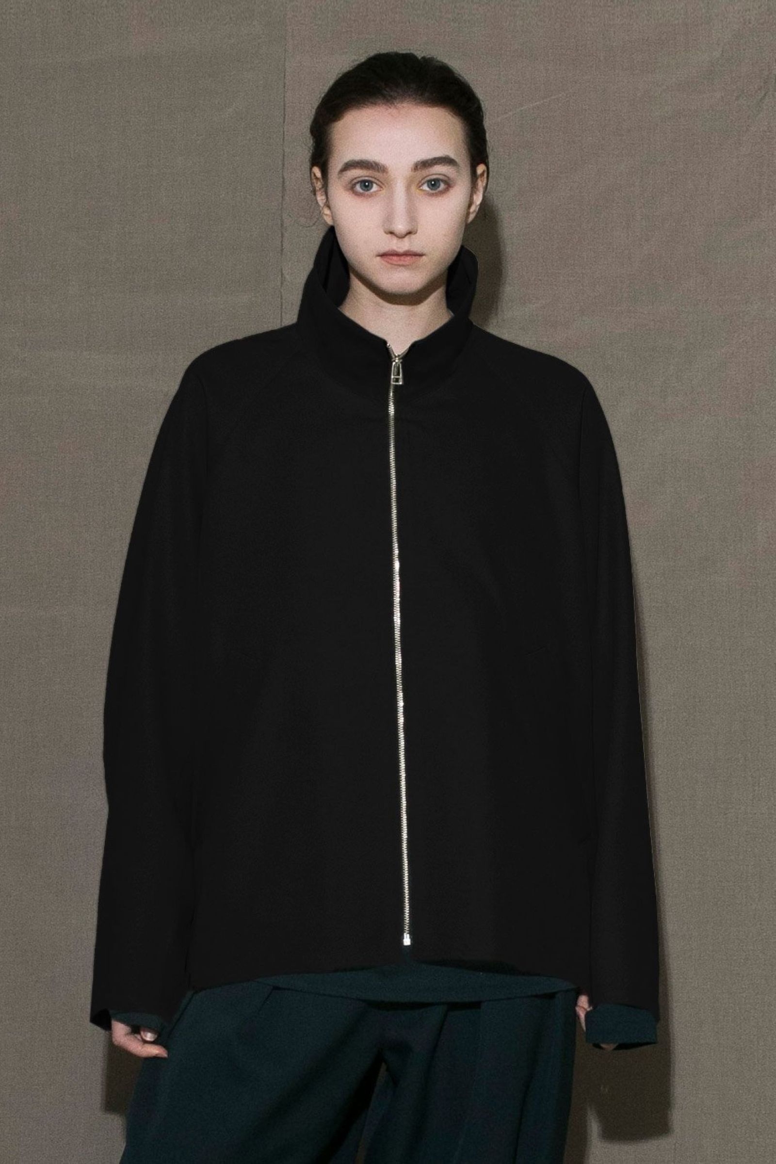 my beautiful landlet - HARUTO PROCESSED WOOL ZIP BLOUSON | GREEN