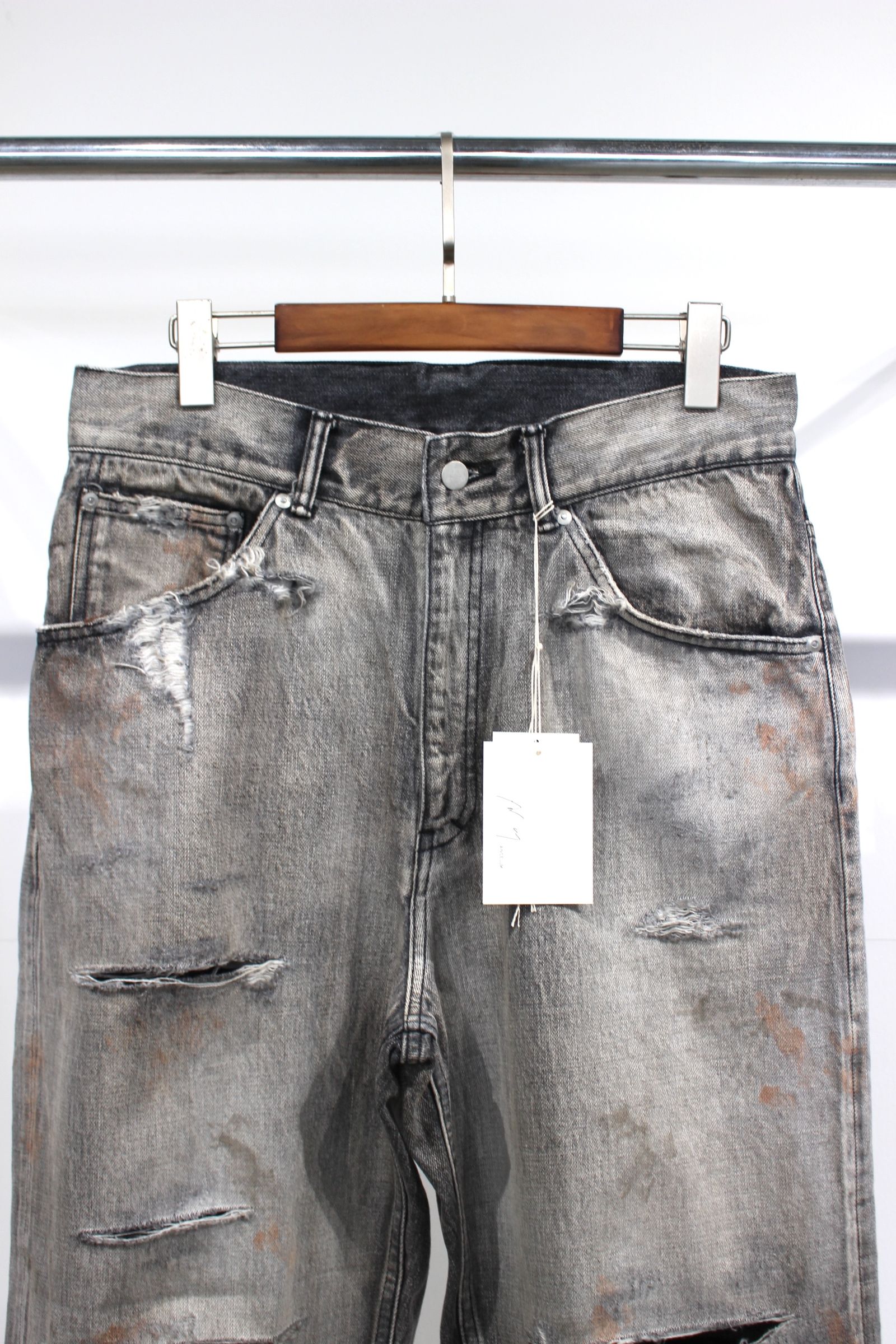 ANCELLM - CRASH SELVEDGE DENIM STRAIGHT 5P PANTS/BLACK | NapsNote