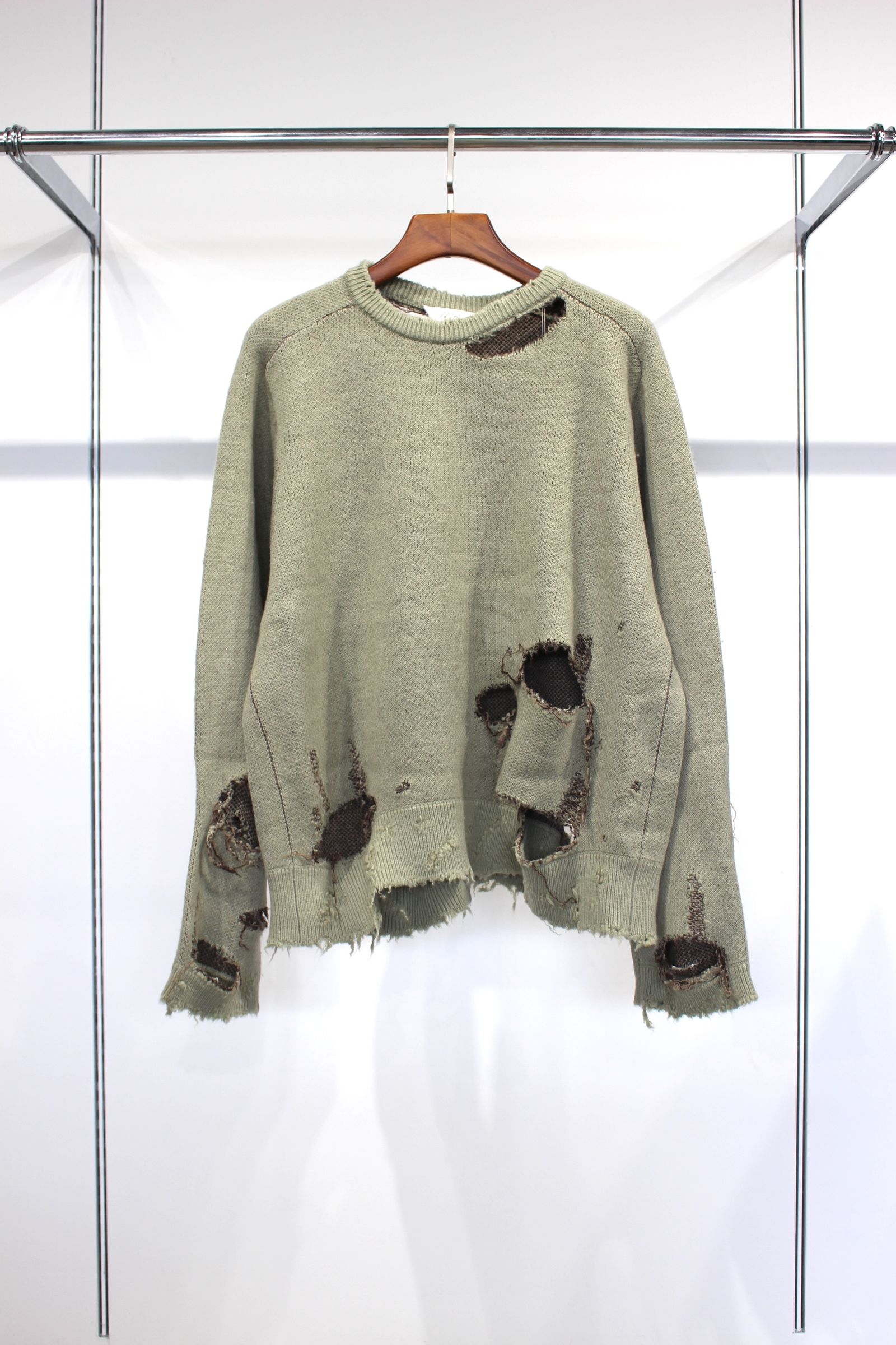 ANCELLM - DAMAGE KNIT | GREEN | ダメージニット | NapsNote