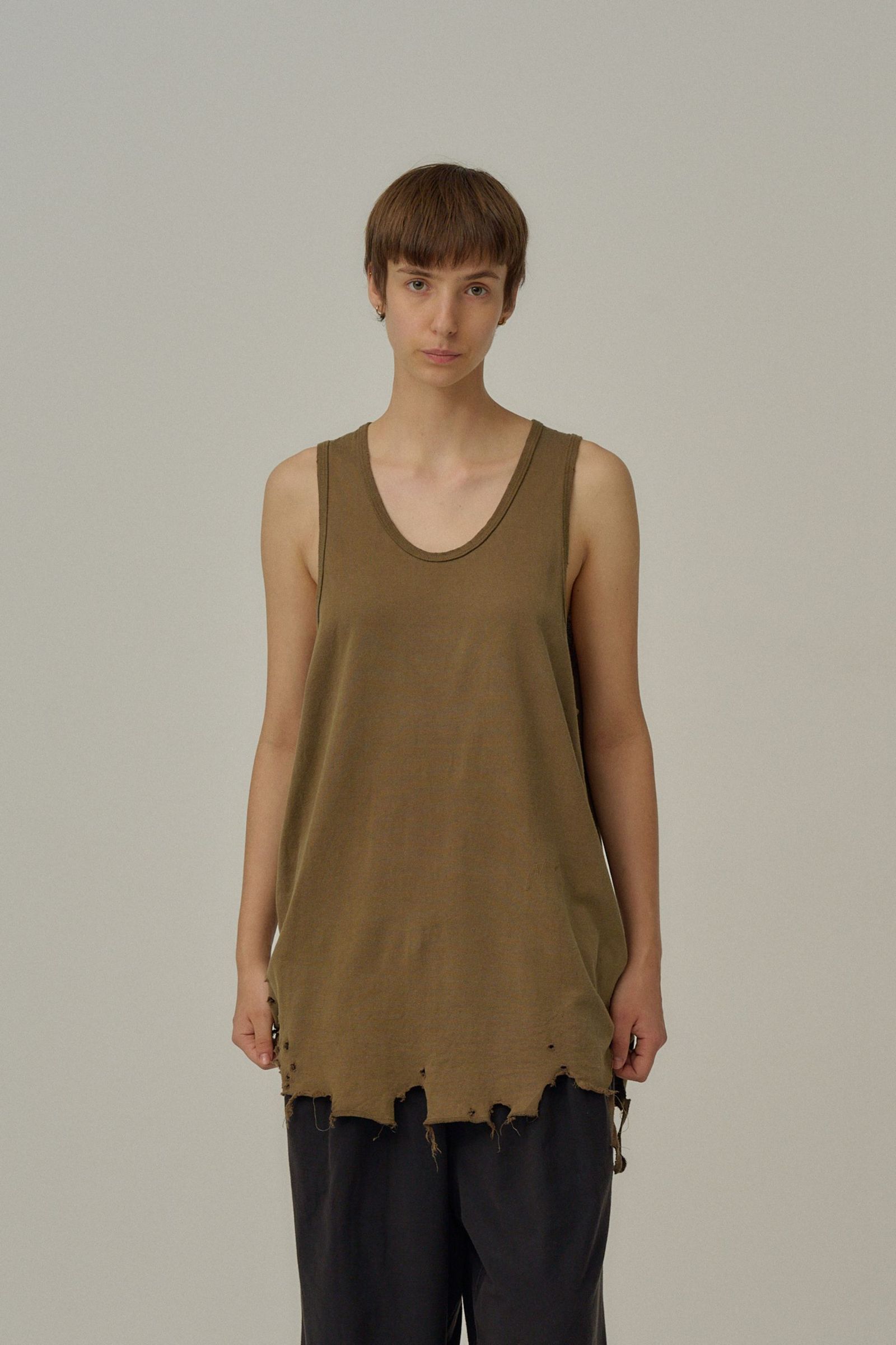 ANCELLM - DAMAGE TANK TOP | BROWN | タンクトップ | NapsNote