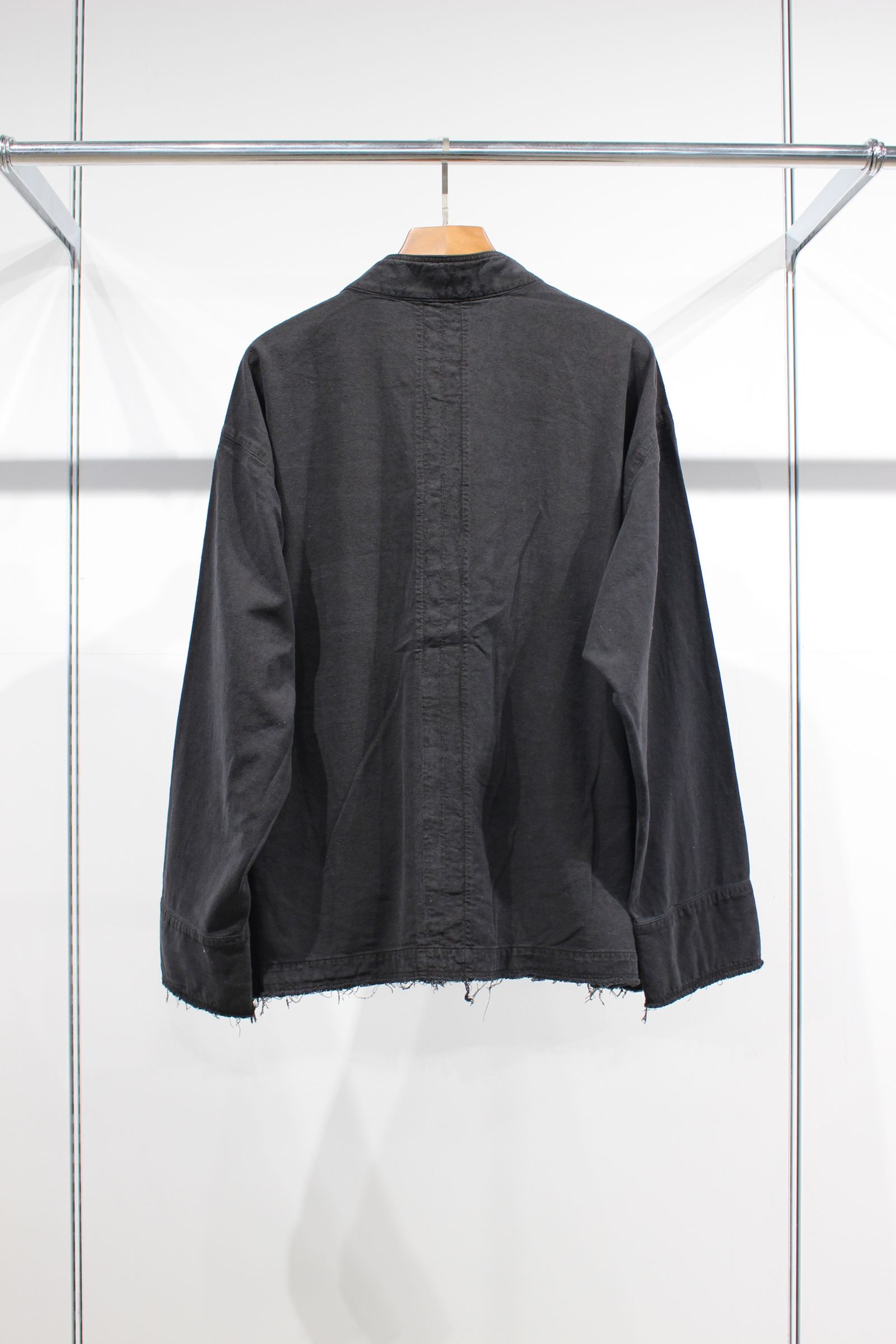 ANCELLM - SILK SUEDE COLLARLESS JACKET/BLACK | NapsNote