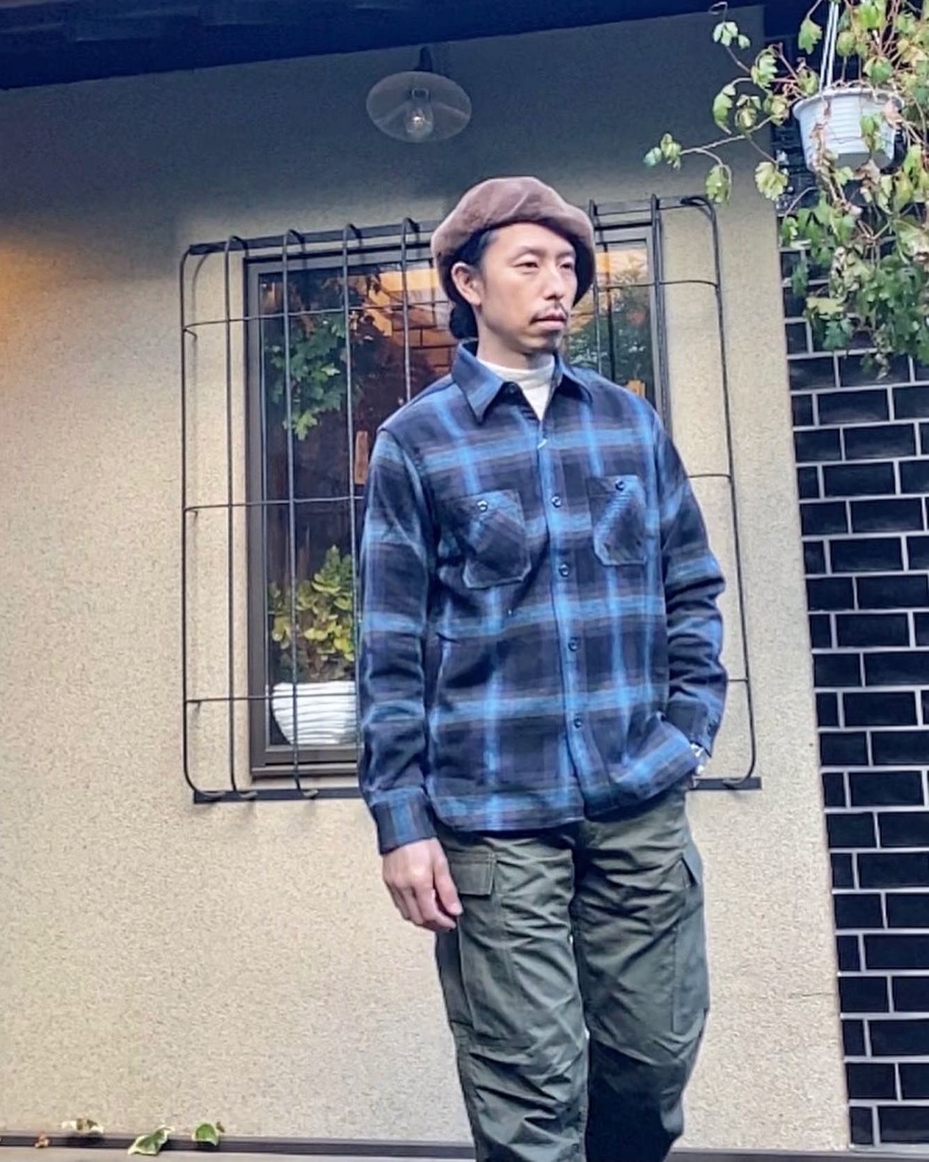 SUGAR CANE - TWILL CHECK L/S WORK SHIRT / ヘビーネルワークシャツ
