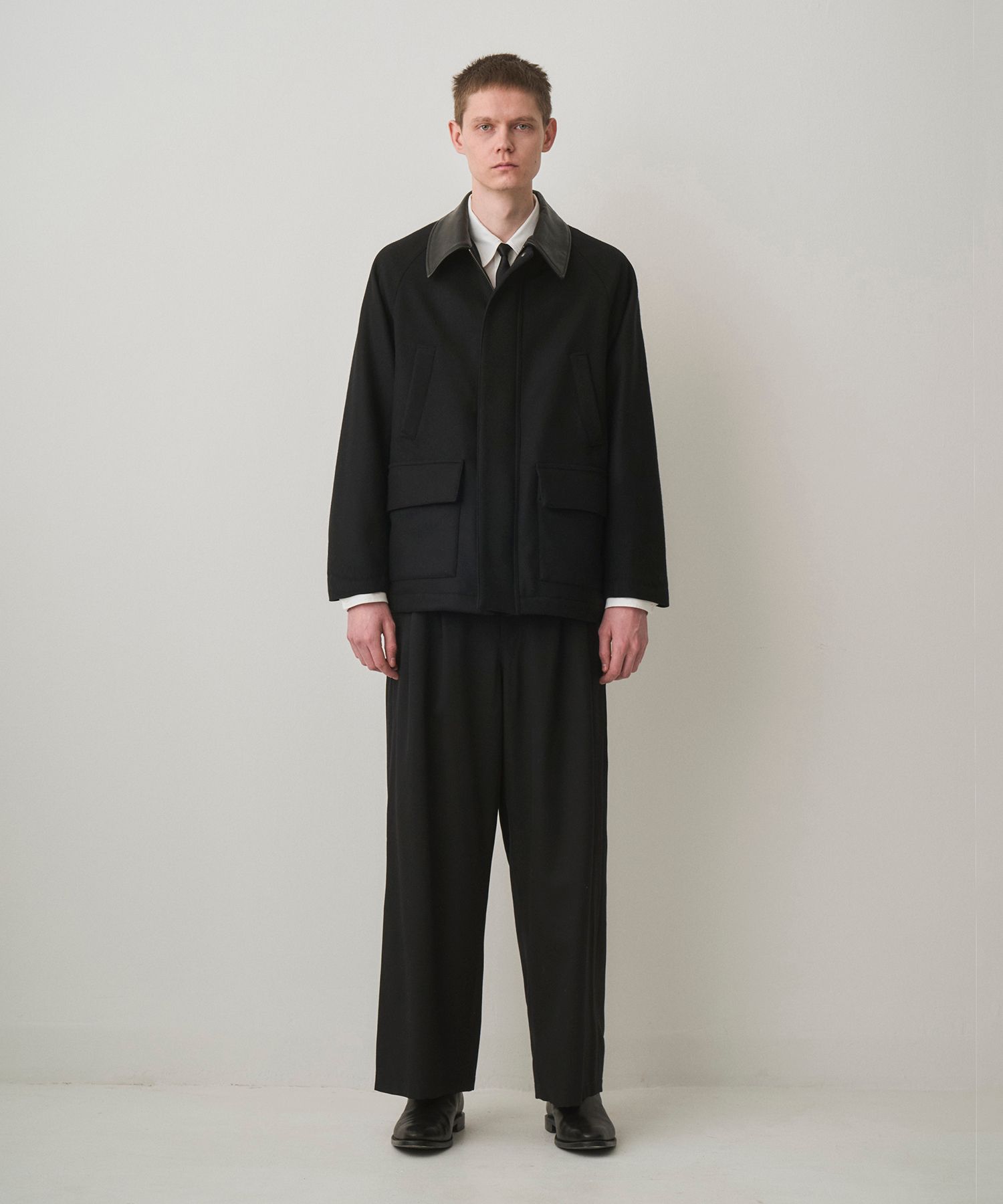 juha - LEATHER COLLAR RIDING JACKET（BLACK） | niki
