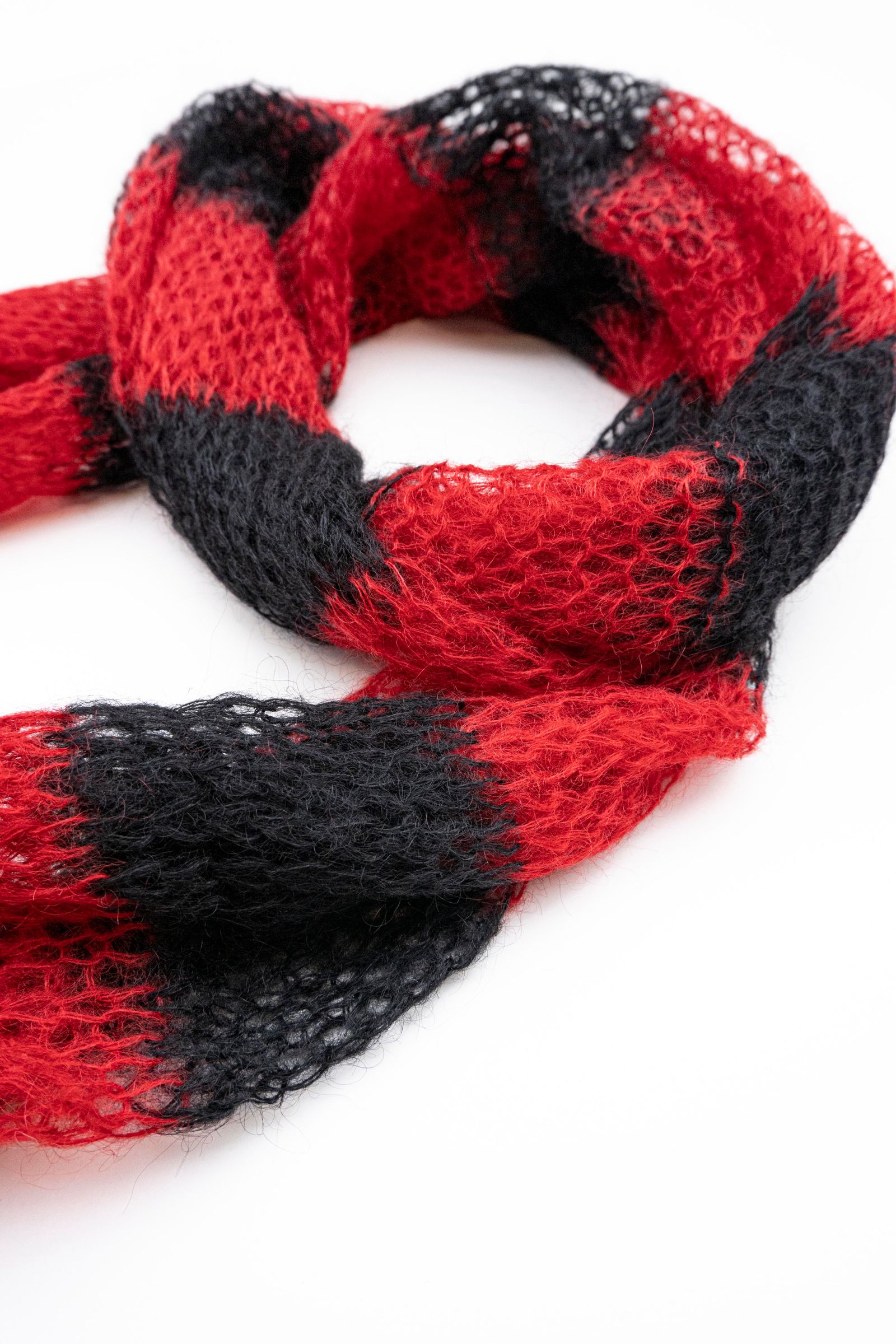 SUGARHILL - MOHAIR LOOSE STRIPE MUFFLER / RED | Retikle Online Store