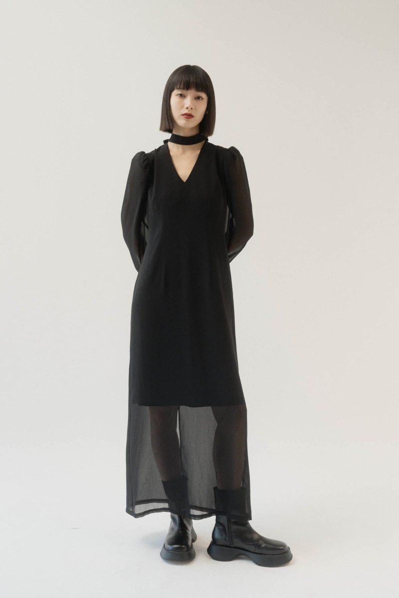 Knuth Marf - puff sleeve sheer one piece / パフスリーブシアー