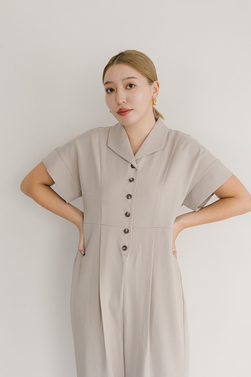 CAVEZA ROSSO - ハイウエストオープンカラーオールインワン