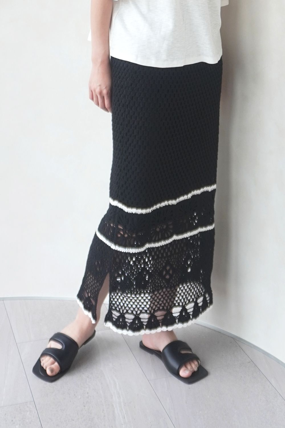 CASA FLINE - HAND CROCHET KNIT SKIRT / ハンドクロシェニット