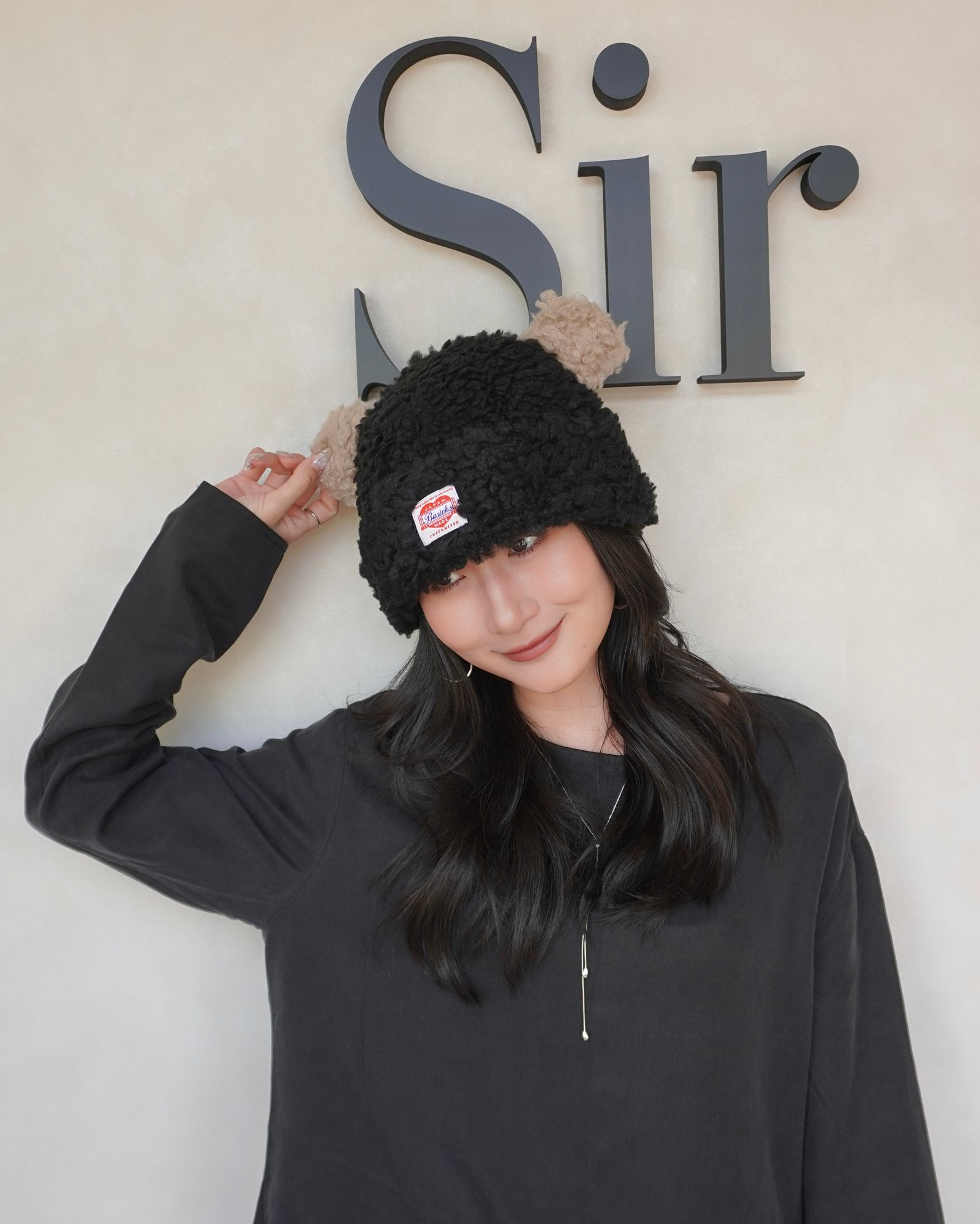 BASICKS - Bear Beanie / ベアビーニー (ブラック×ブラウン) | Sir