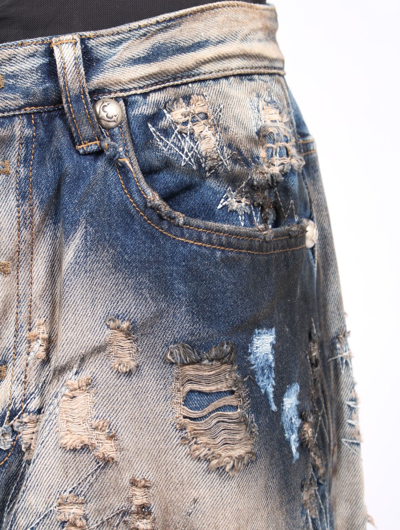 Thug Club - 【25AW】ハードウォッシュド ダメージ デニム パンツ