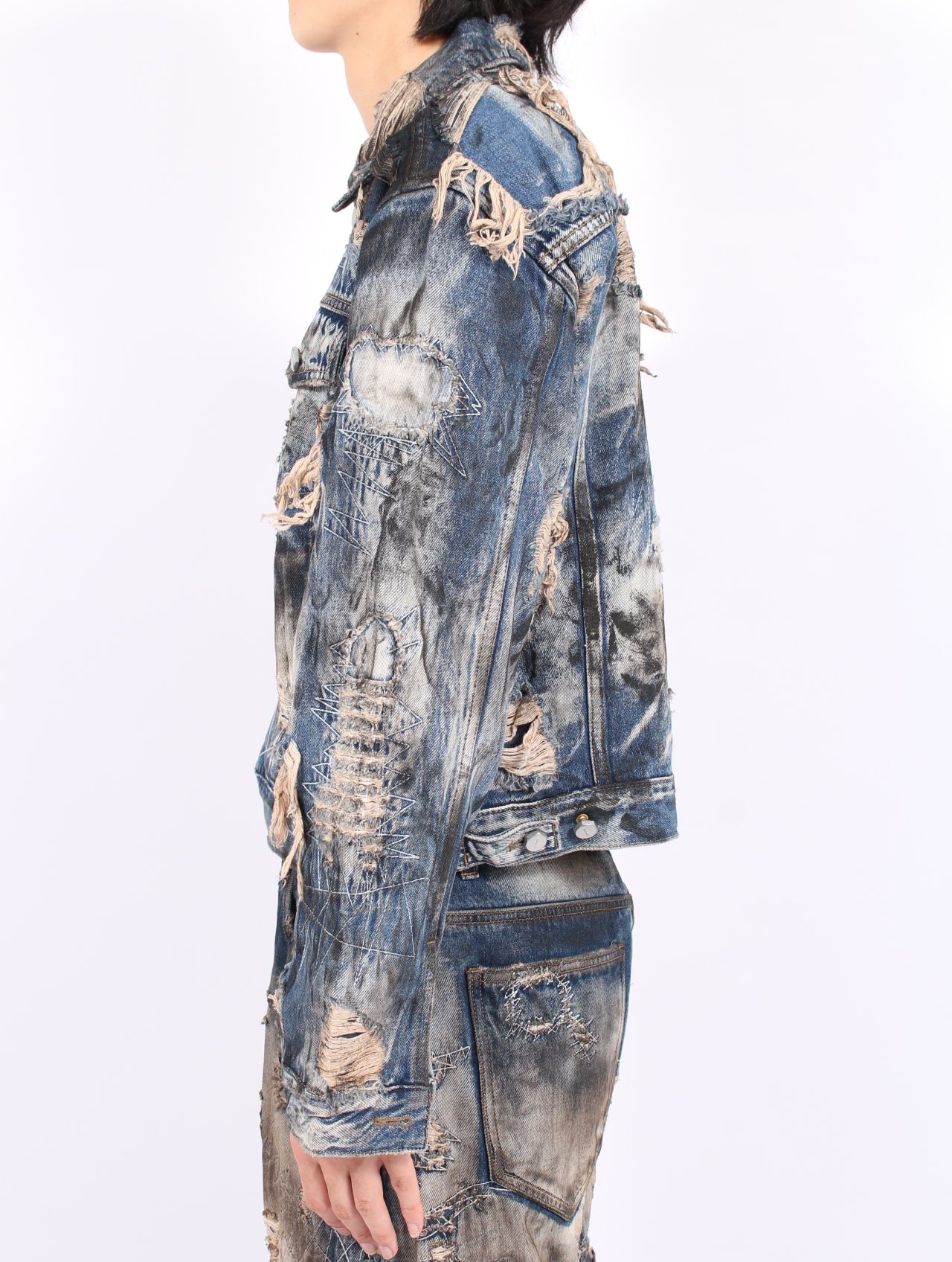 Thug Club - 【25AW】ハードウォッシュド ダメージ デニム ジャケット