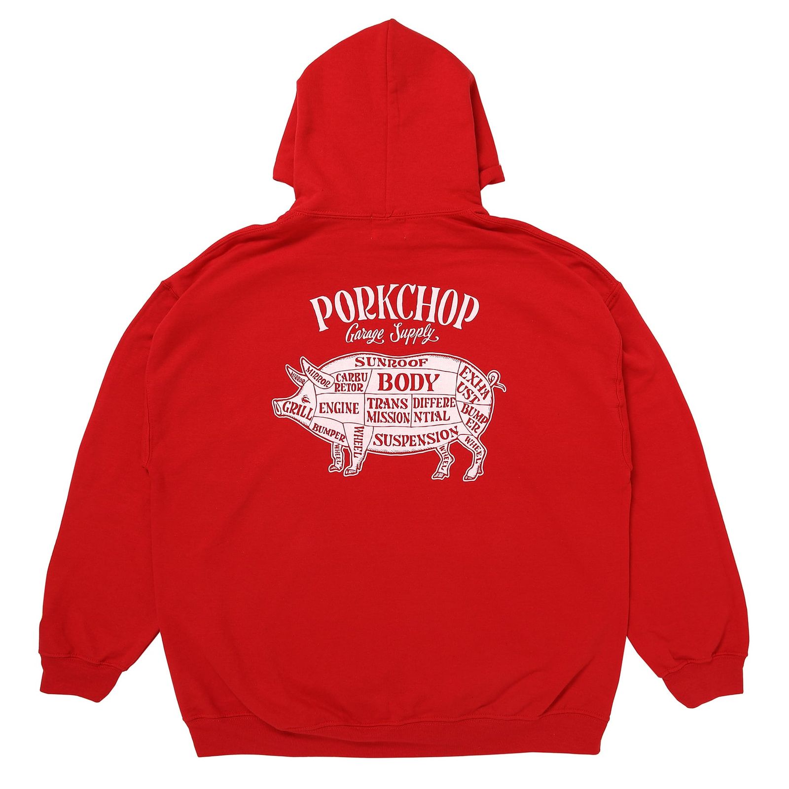 PORKCHOP - PORK BACK HOODIE / RED×WHITE / ポークパーカー | Stripe