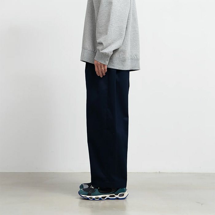 Graphpaper - Westpoint Chino Wide Tapered Trousers / NAVY | Stripe