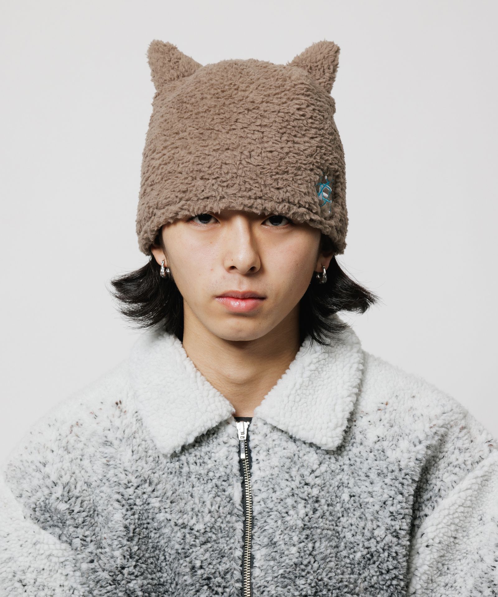 FLAGSTUFF - FLEECE FOX BEANIE / BLACK / フリースボアビーニー