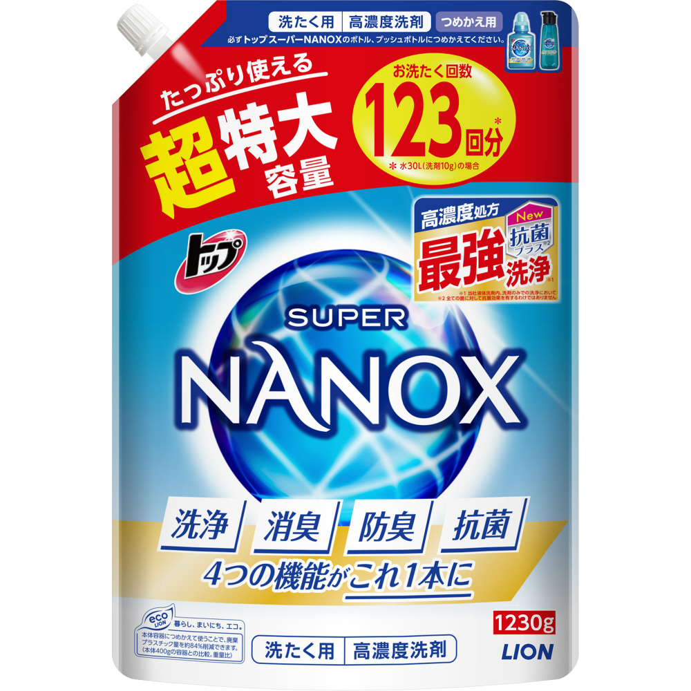 トップ スーパーNANOX（ナノックス） つめかえ用 超特大 1230g｜の通販