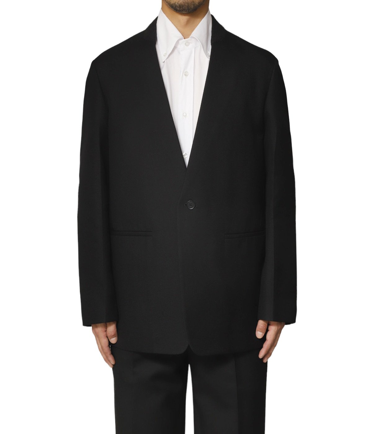 JIL SANDER 22AW レザーノーカラージャケット コート SIZE46