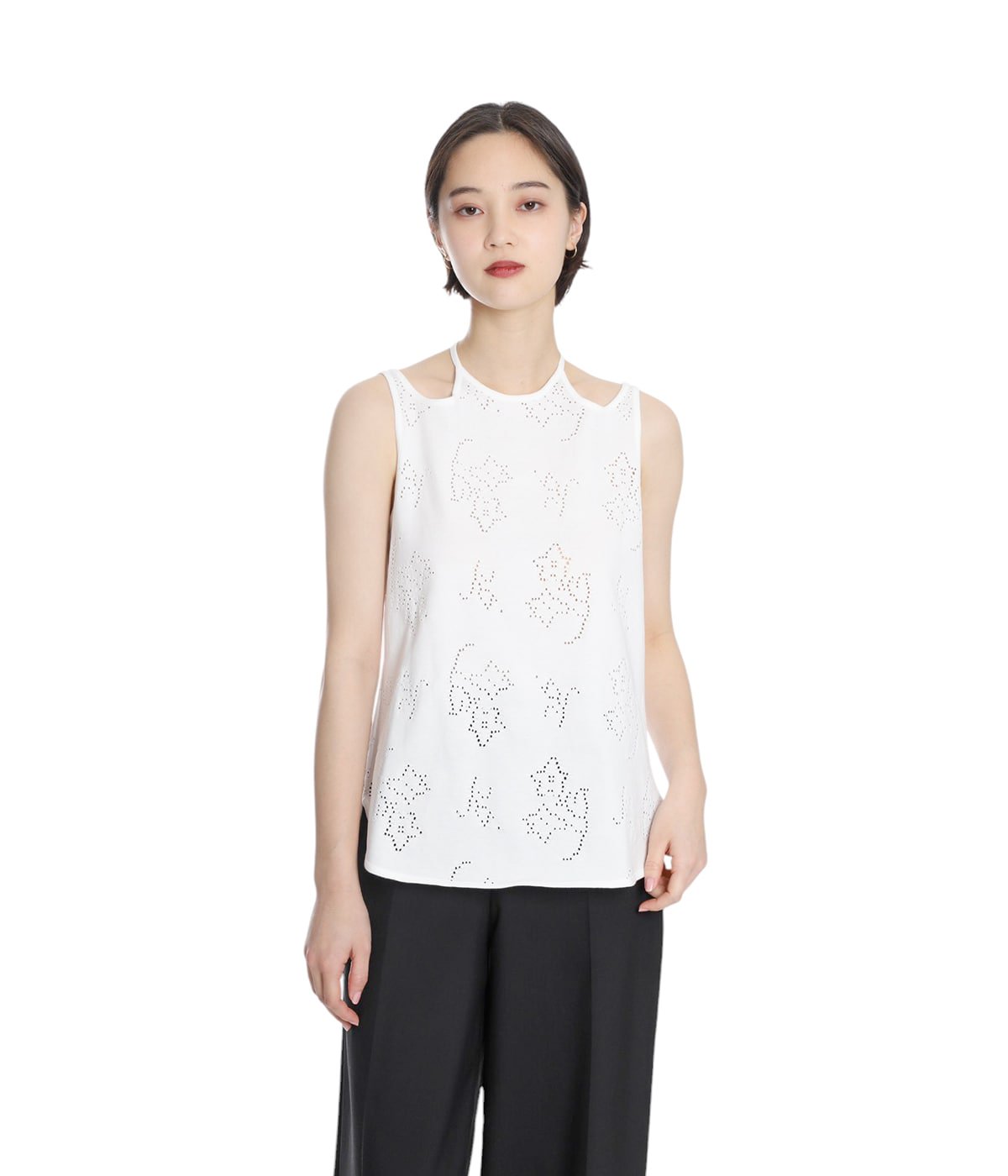 レディース】Eyelet Jersey Jacquard Sleeveless Top | Mame