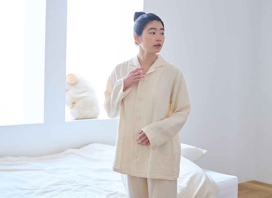 綾ダブルガーゼ 前開きパジャマ / オーガニックコットン – PRISTINE