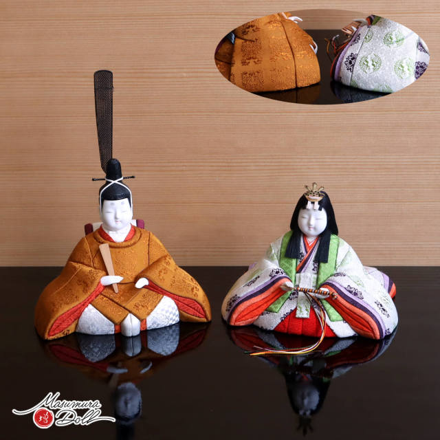 伝統的工芸品 三世・金林真多呂作 伝産・祝雅雛 正絹西陣織 黄櫨染