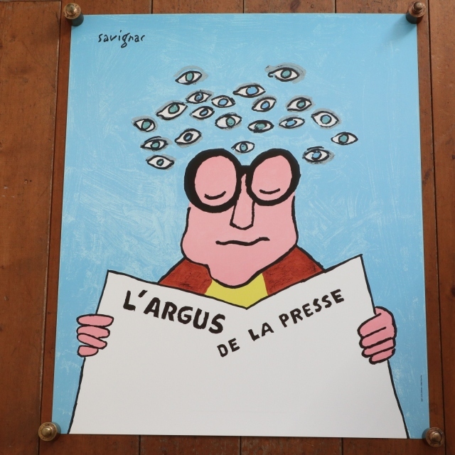 サヴィニャック ビンテージポスター Savignac L'ARGUS DE LA PRESSE