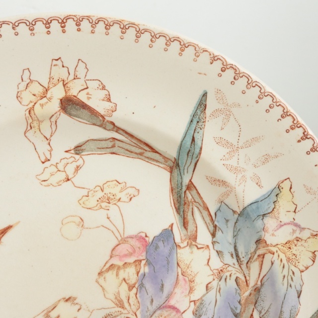 アンティーク プレート 鳥 深皿 フランス ロンウィー製 LONGWY