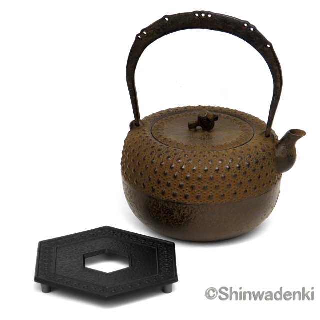 南部鉄器 鉄瓶 18型小槌亀甲 11004 Shinwadenki