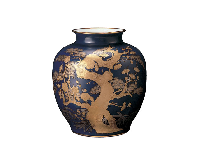 瑠璃金蝕梅 29cm花器