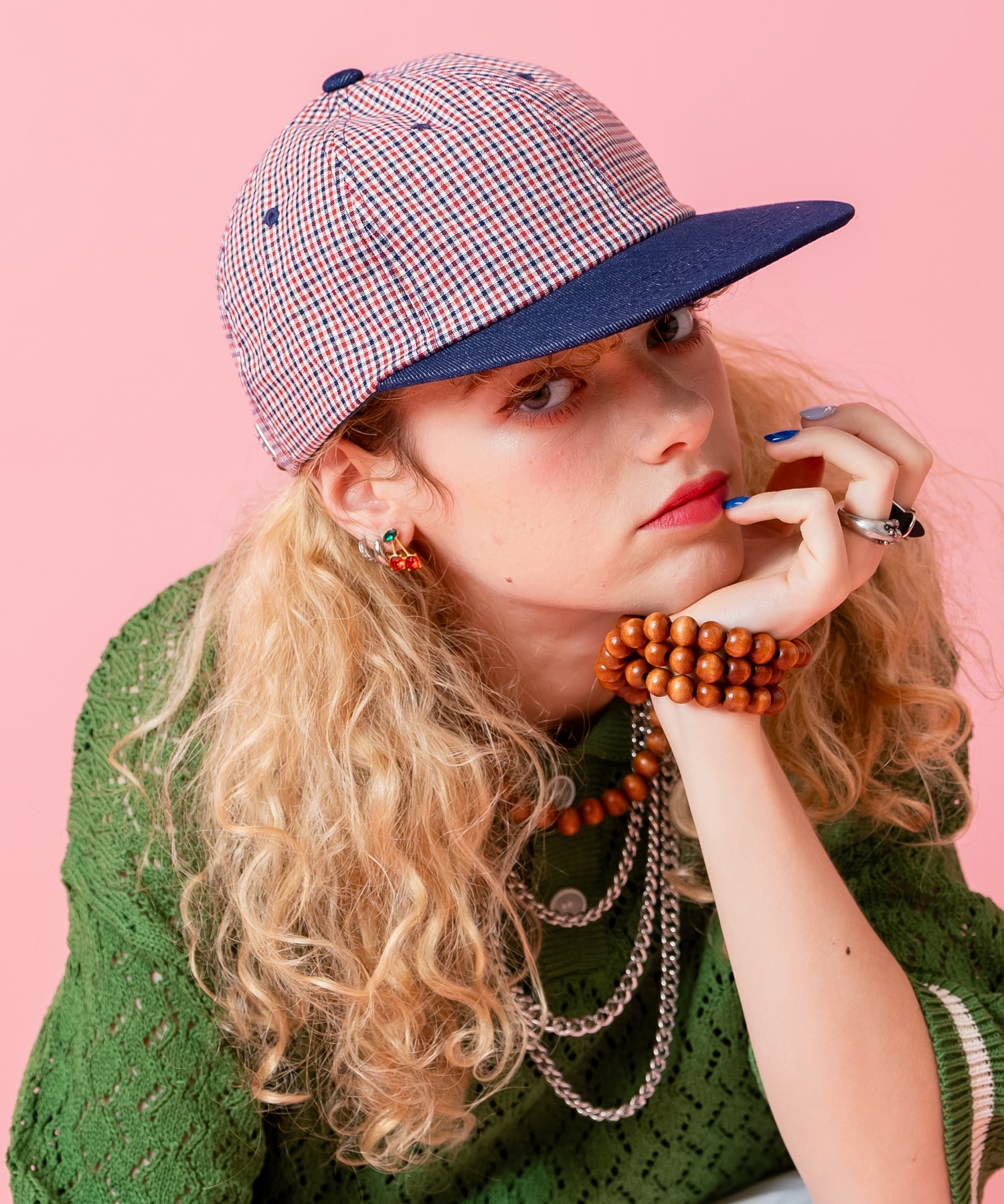 チェック×デニムコンビ2トーンキャップ / メンズ レディース ユニ