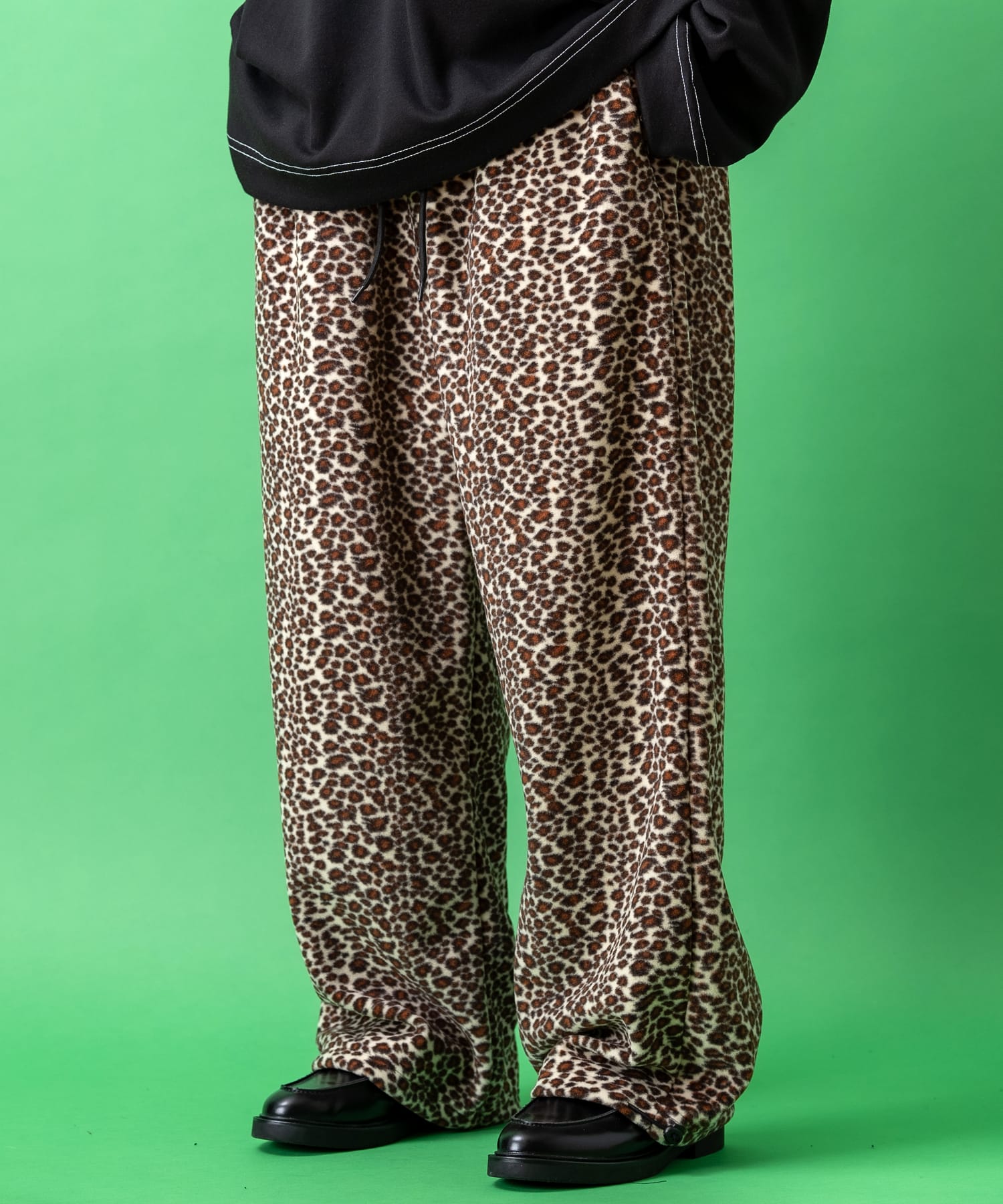 レオパード裏起毛フリースワイドイージーパンツ / メンズ レディース