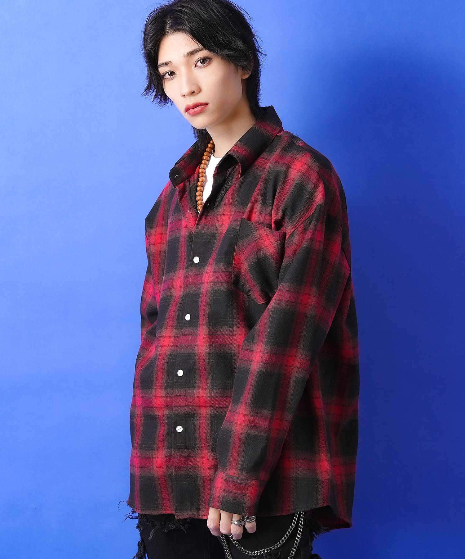 オンブレチェックネルシャツ / メンズ レディース ユニセックス 柄