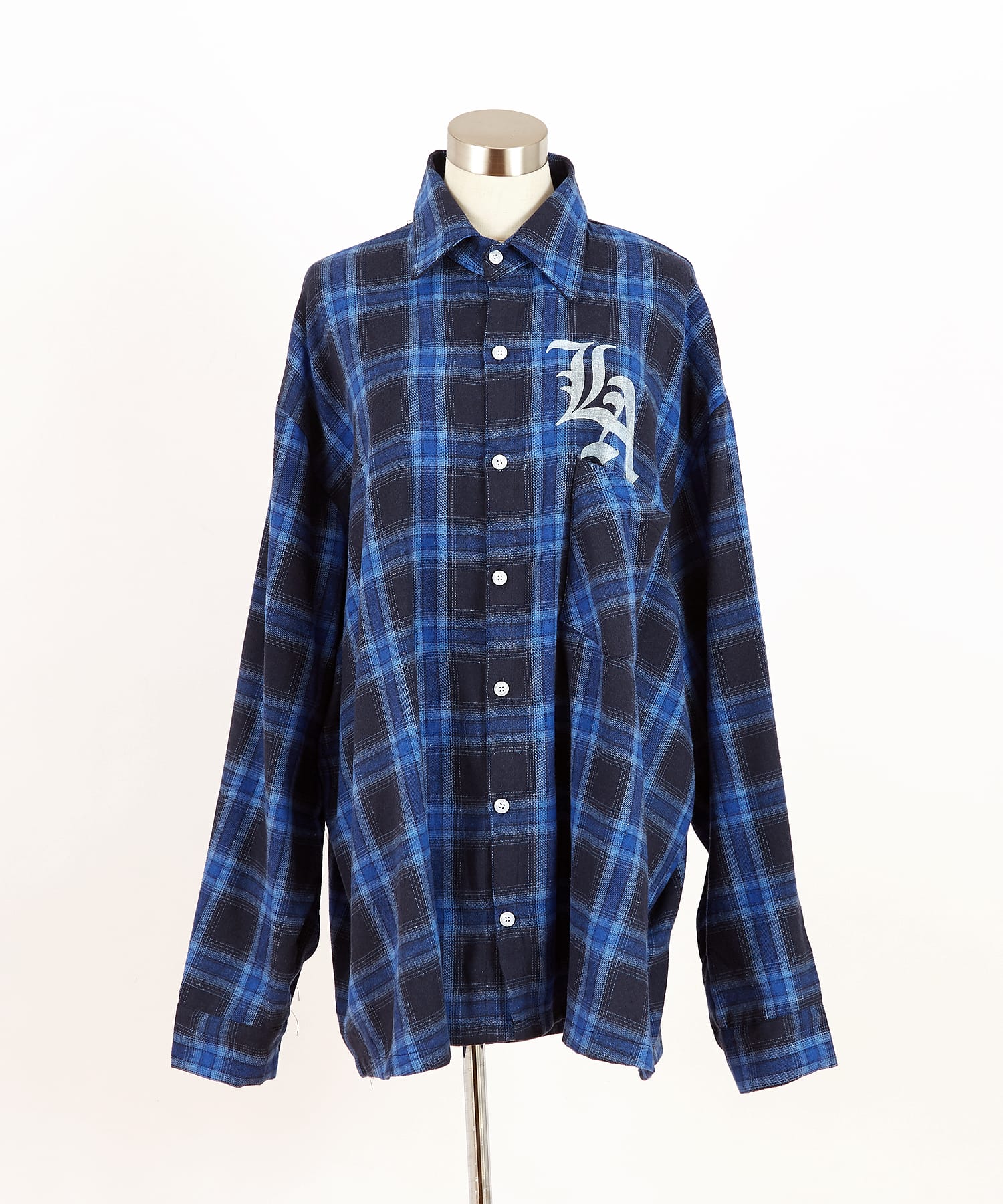 ナンバリング＆LAプリントオーバーサイズオンブレチェックネルシャツ