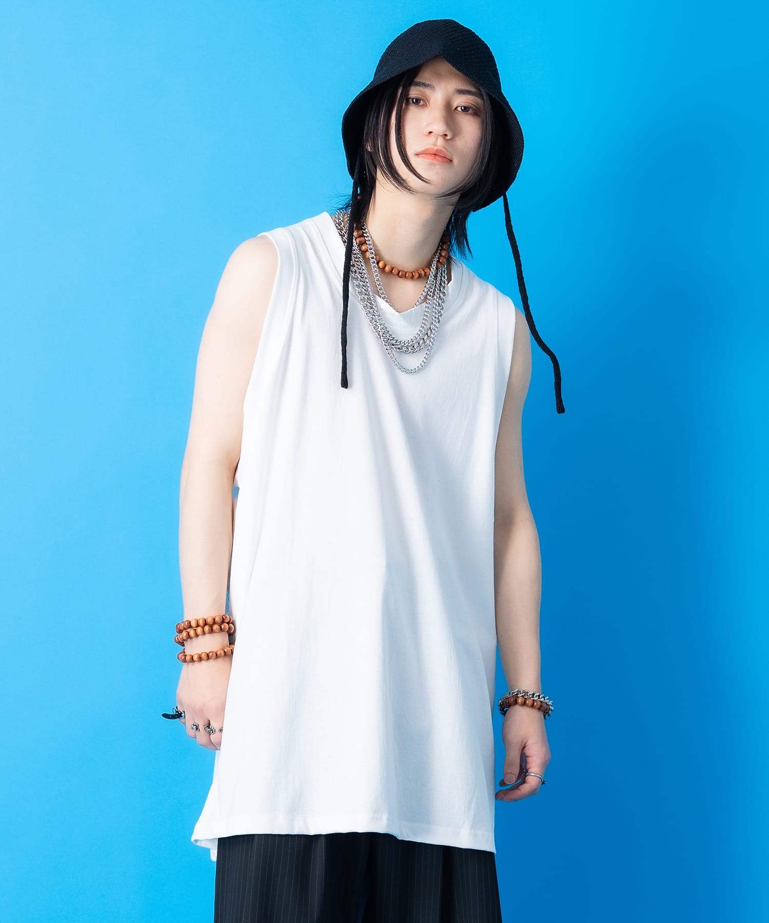 スーパーオーバーサイズUネックタンクトップ / ノースリーブ メンズ