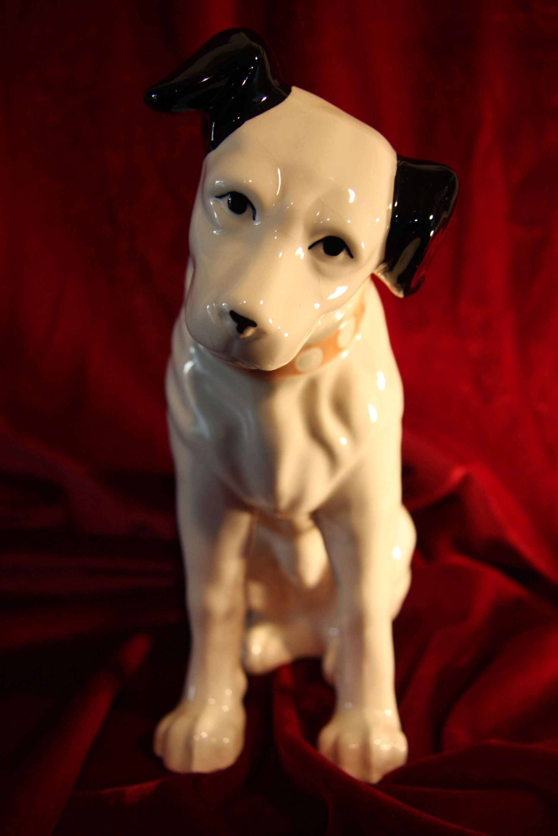 みーちゃんです。Victor ビクター 犬 ニッパー大き 陶器製 当時置物