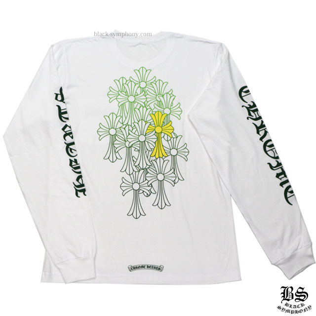 クロムハーツロングTシャツグリーンセメタリークロスホワイト|クロム