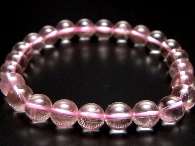 激レア S級 ピンクエンジェルラダークォーツブレスレット 8mm-8.5mm×24