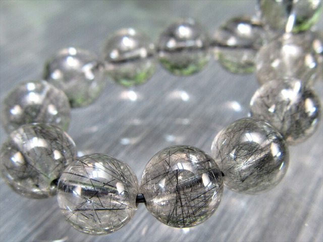 繊細針 3A+ ブラックルチルクォーツ ブレスレット 7.5mm-8mm×24珠
