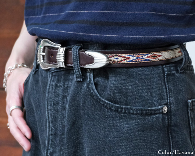 TORY LEATHER トリーレザー Native Webbing & Spiral Pattern End Belt