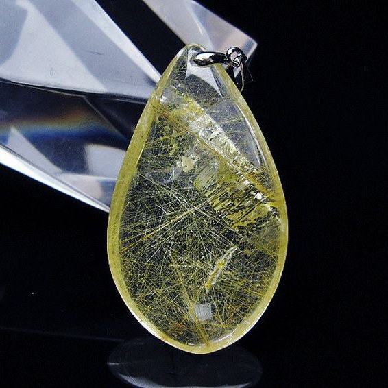 パワーストーン 天然石 金針ルチル水晶ペンダント[T86-7113]