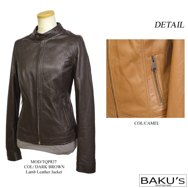 ライダースジャケット レディース 本革 シングルライダース ラムレザー