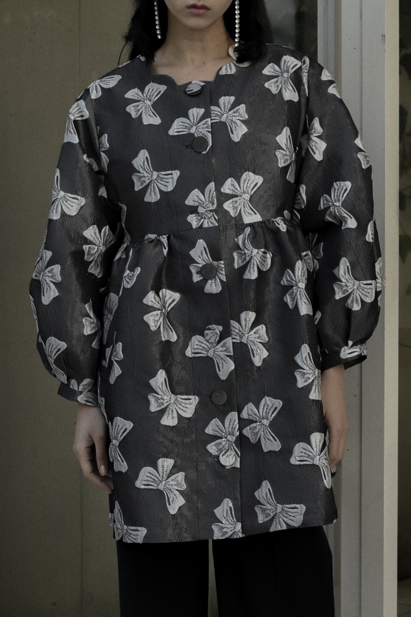 HONEY MI HONEY｜ribbon jacquard tunic jacket｜レディース