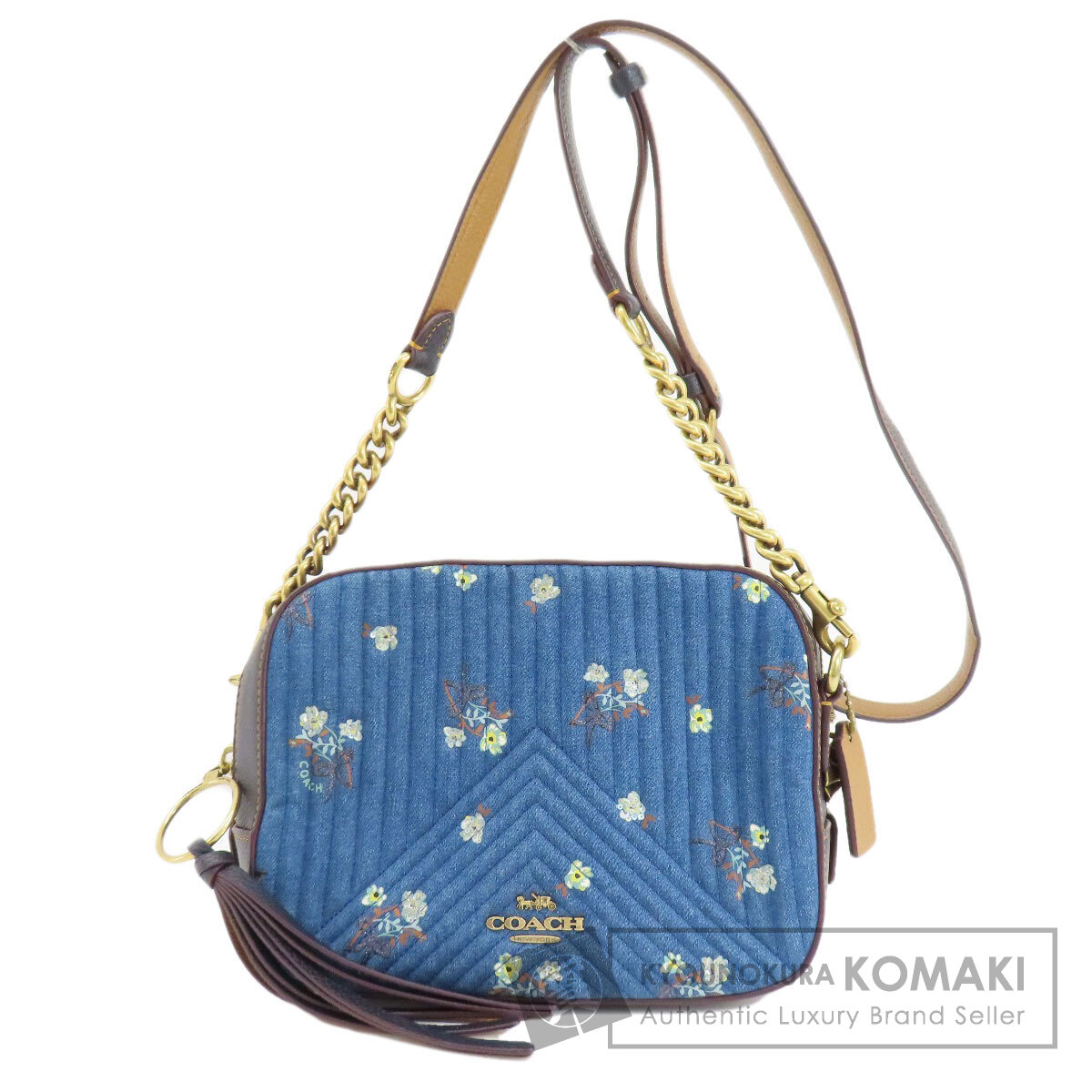 COACH コーチ 29419 フラワーモチーフ ショルダーバッグ デニム