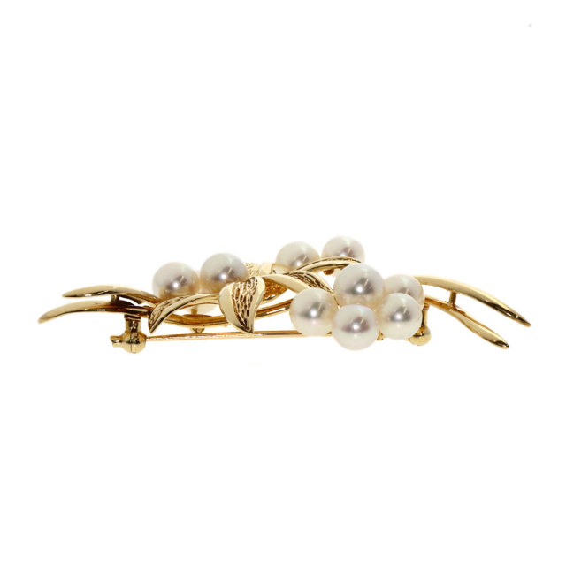 MIKIMOTO ミキモト フラワーモチーフ パール 真珠 ブローチ K14