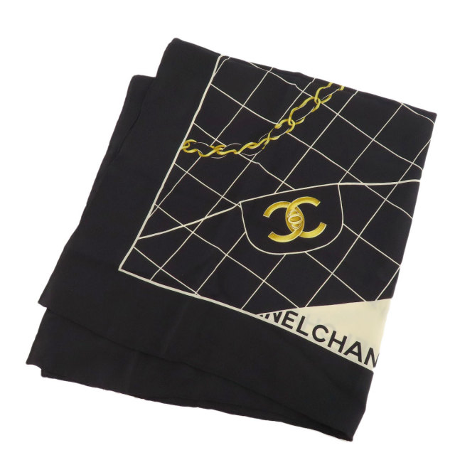 CHANEL シャネル マトラッセ バッグモチーフ スカーフ シルク