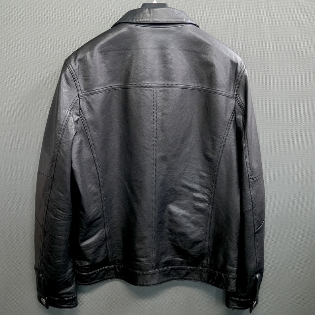 レザージャケット メンズ ラム革 Gジャンタイプ 本革 ブラック M/L/LL
