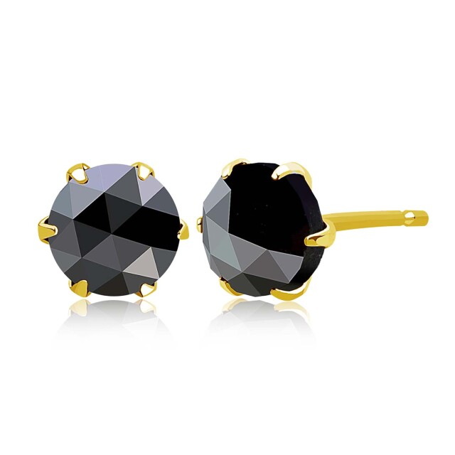 ピアス 両耳 ブラックダイヤモンド 計 1ct ローズカット 6本爪